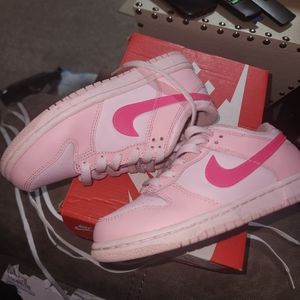 PINK Nike Dunk lows Preschool size 13.5